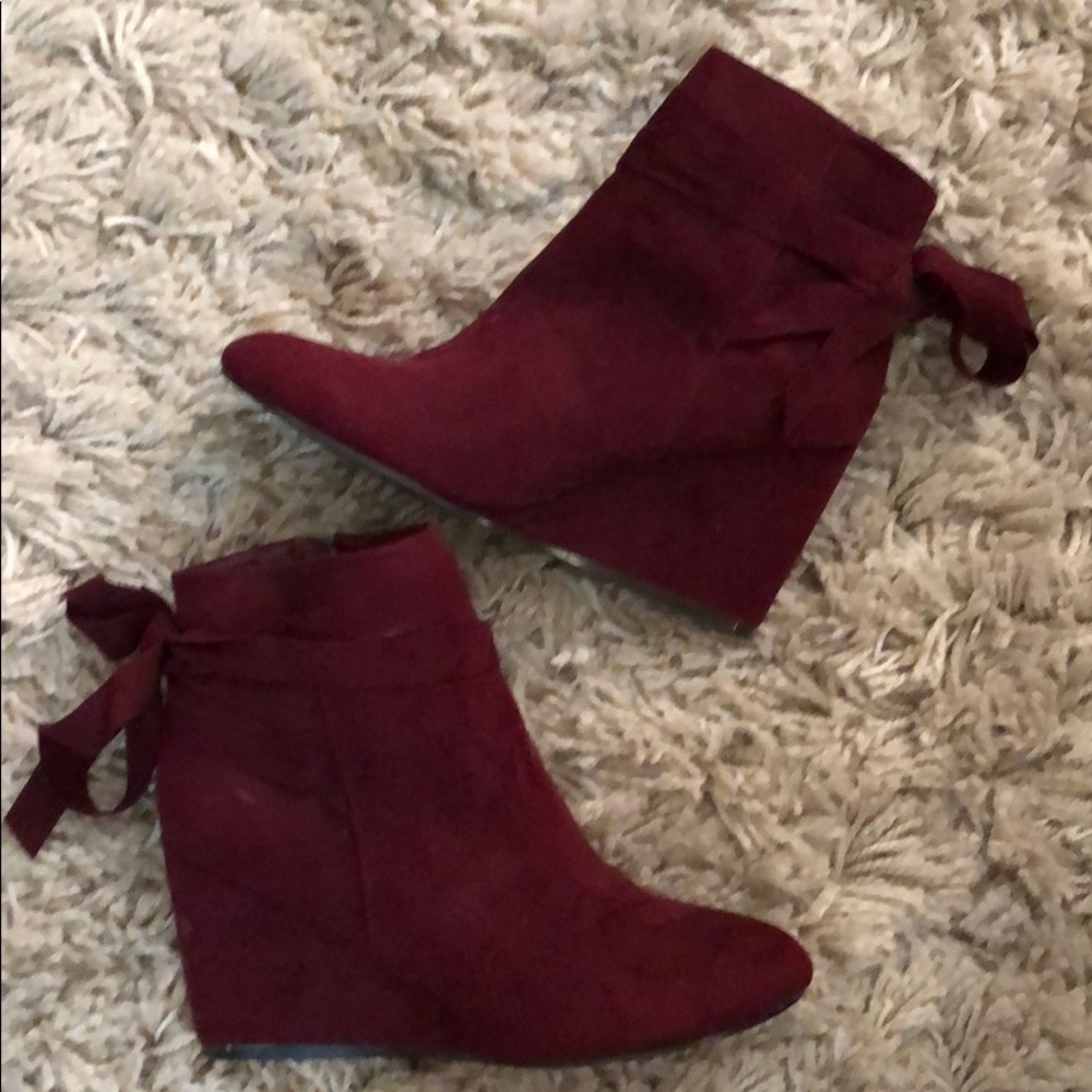 JustFab Red Bootie Wedges
